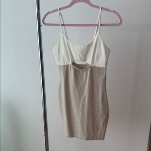 Cream and Tan bodycon Women's knit Dress
